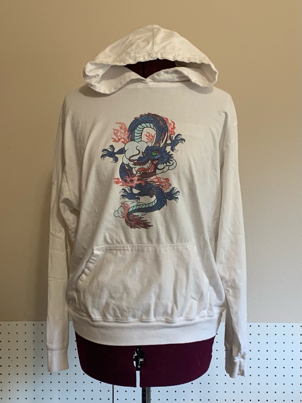 Brandy Melville, White Dragon Graphic Hoodie Sweatshirt